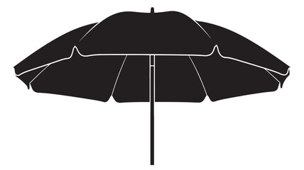 Classic black silhouette of sun umbrella, perfect for summer vacation designs, beach themes, or simple icons, evokes feelings of relaxation, escape, and carefree days under the sun