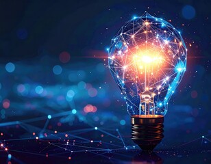 Bulb, mesh connections, glow, idea