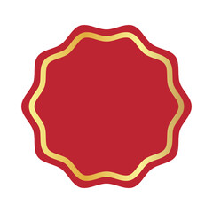 Red and gold starburst badge.
