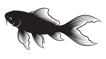 Elegant black goldfish swimming gracefully, perfect for aquatic themed designs and artistic projects, showcasing peaceful beauty and minimalist style for serene visual narratives