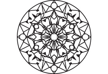 Fototapeta premium Intricate geometric mandala design perfect for coloring books, meditative art, or spiritual patterns, offering a calming and creative outlet for relaxation and mindfulness projects