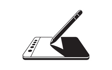 Digital Drawing Tablet Icon, Graphic Tablet Stylus Illustration.