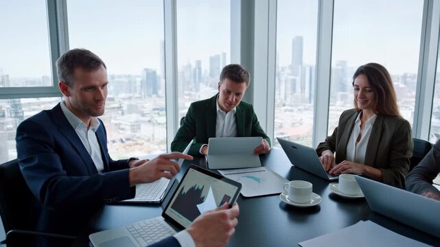 Business Meeting in High Rise Office