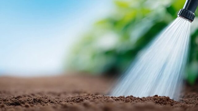 Watering the Earth: An image of life-giving water cascading onto fertile soil, nurturing growth and renewal.