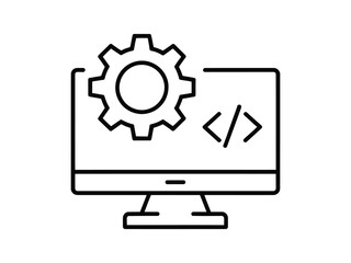 Web Development and Settings Line Icon - Coding, Programming & Software