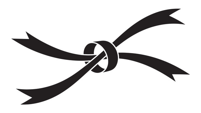 Elegant black ribbon knot, perfect for memorial designs, remembrance projects, or adding a touch of somber sophistication to your creative projects, a symbol of grief and mourning - Powered by Adobe