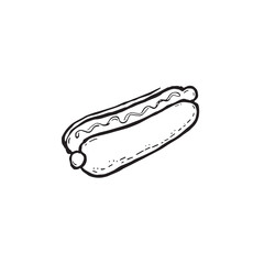 footlong hot dog line art simple design