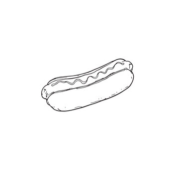 footlong hot dog line art simple design