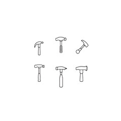 Hammer tool line art precise construction sketch
