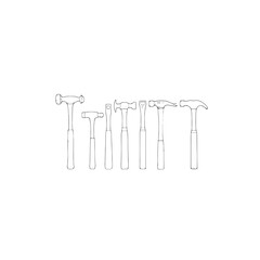 Hammer tool line art simple modern design