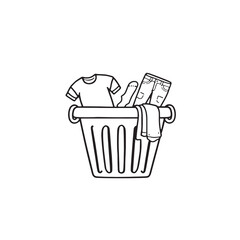 Laundry basket line art sketch illustration style