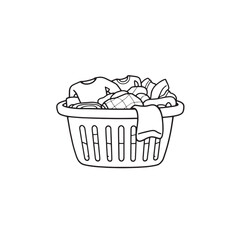 Laundry basket line art sketch illustration style