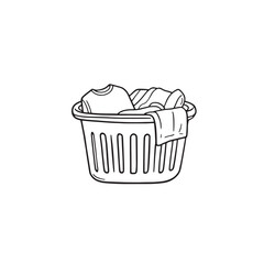 Laundry basket line art sketch illustration style