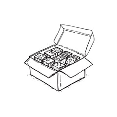 Mocha Almond Fudge line art chocolate treat