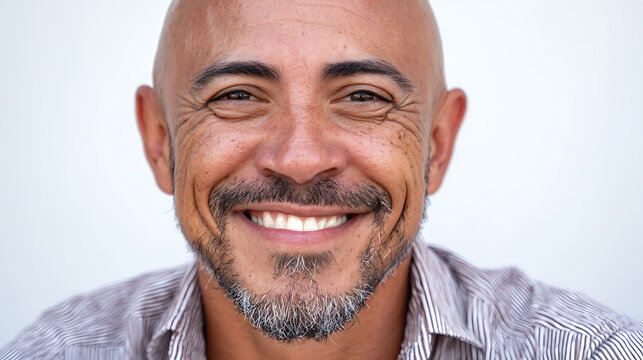 smiling happy handsome 40 year old latin hispanic businessman looking at camera close up headshot of mature middle aged adult man freelancer entrepreneur isolated on white background
