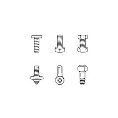Nail and screw line art simple design