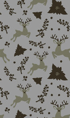 Christmas branches, New Year and garland seamless pattern background