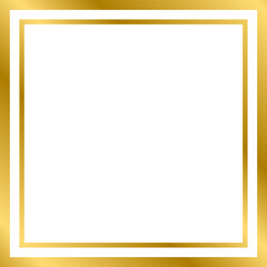 Gold shiny glowing vintage square frame with shadows isolated on white background. Gold realistic square border. illustration