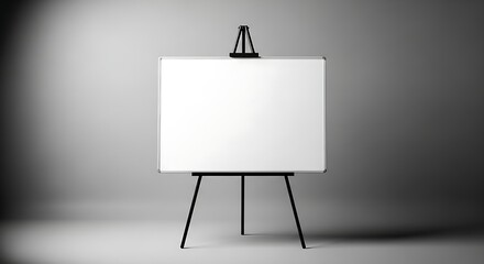 Empty art board on a professional stand, perfectly centered in a dramatic light, symbolizing new beginnings, creative potential, and presentation opportunities