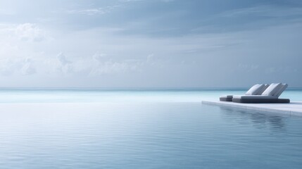 luxury resort holiday with infinity pool overlooking ocean, elegant lounge chairs, tropical paradise setting