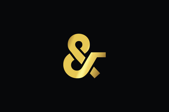Elegant golden ampersand symbol on black background for design and typography