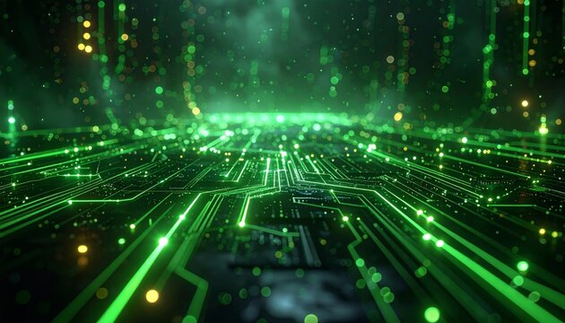 Abstract fractal realms and digital lights form a cyberspace background with data pattern and science concept illustration