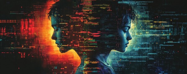 Code-driven cybersecurity systems with hacker silhouettes and programming languages. Information technology, ransomware, and cloud computing solutions for innovation in tech, Generative AI