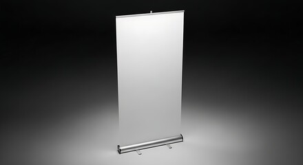 Empty professional retractable banner display stand, ideal for corporate branding, promotional events, and versatile advertising messages in a studio setting