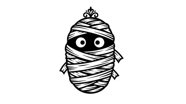 Cute mummy vector illustration cartoon character wrapped in bandages isolated on white background