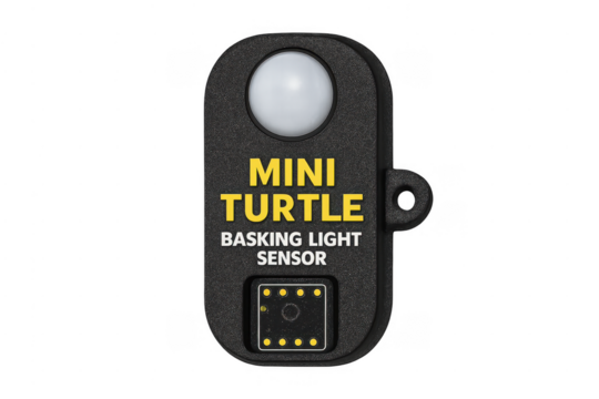Mini turtle basking light sensor for reptile enclosure