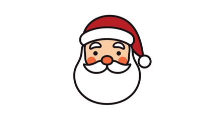 Santa Claus face logo vector, simple outline style, bold clean shapes, friendly expression, kids-friendly Christmas icon