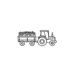 Tractor farming line art modern agriculture design