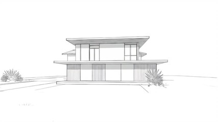 Architectural Sketch Animation Modern House Exterior Design
