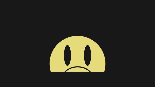 4K footage smile sad angry plaful face emoji in yellow and blush pink loop footage abstract background 
