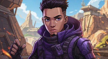 Future Warrior: A determined warrior, clad in futuristic attire, stands poised against a backdrop of an alien landscape, their gaze locked forward, embodying determination and resilience.