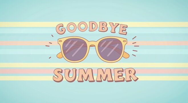 Farewell to Summer: Stylish sunglasses bid adieu to summer with a vibrant touch, set against a backdrop of pastel hues and warm memories. 