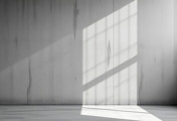 Obraz premium Rough, textured concrete wall, gray tones, shadows, photo, wall