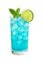 Refreshing Blue Lagoon Cocktail with Lime and Mint