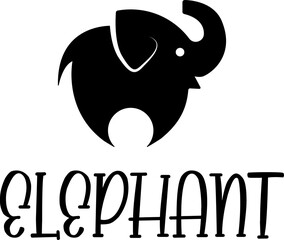 simple black elephant mammoth sillhouette vector icon logo design
