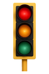 rendered traffic lights showing red yellow and green on a transparent background