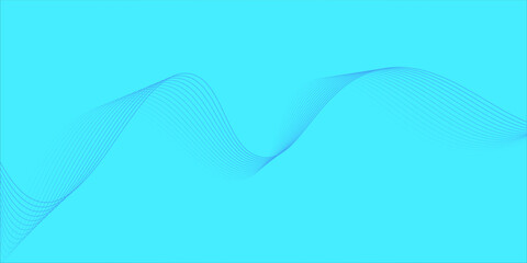 Abstract blue gradient background with shining lines waves. Minimalist background for banner, poster, cover, brochure, flyer, website