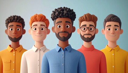 3D Simplified Male Characters Mens Day Celebration Design