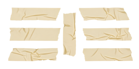 Realistic crumpled adhesive tape pieces with torn edges