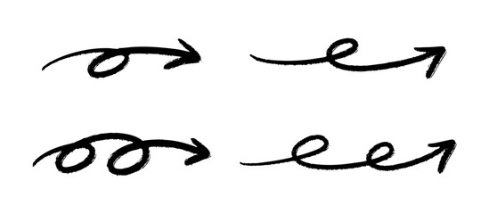 ペンの手書きの矢印セット_黒