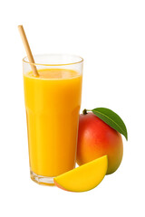 Refreshing Mango Juice Glass Straw Tropical Fruit Drink