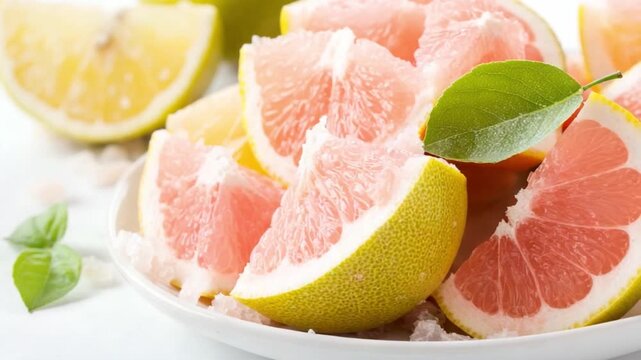 Citrus Delight: A vibrant arrangement of juicy grapefruit slices and segments, showcasing their refreshing appeal. 