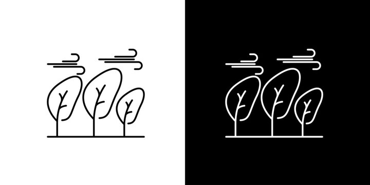 Tree Icon Set Weather-Affected Trees, Wind Icons, and Outdoor Elements - Nature & Environment