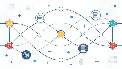 Modern abstract network diagram illustrating data exchange and distributed computing across interconnected nodes and devices