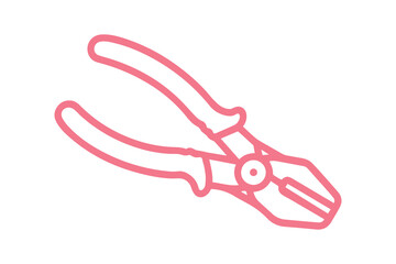 Red Outline Pliers on Black Background tool graphic