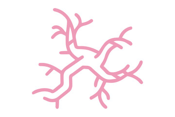 Pink Branching Structure Icon on Black Background graphic